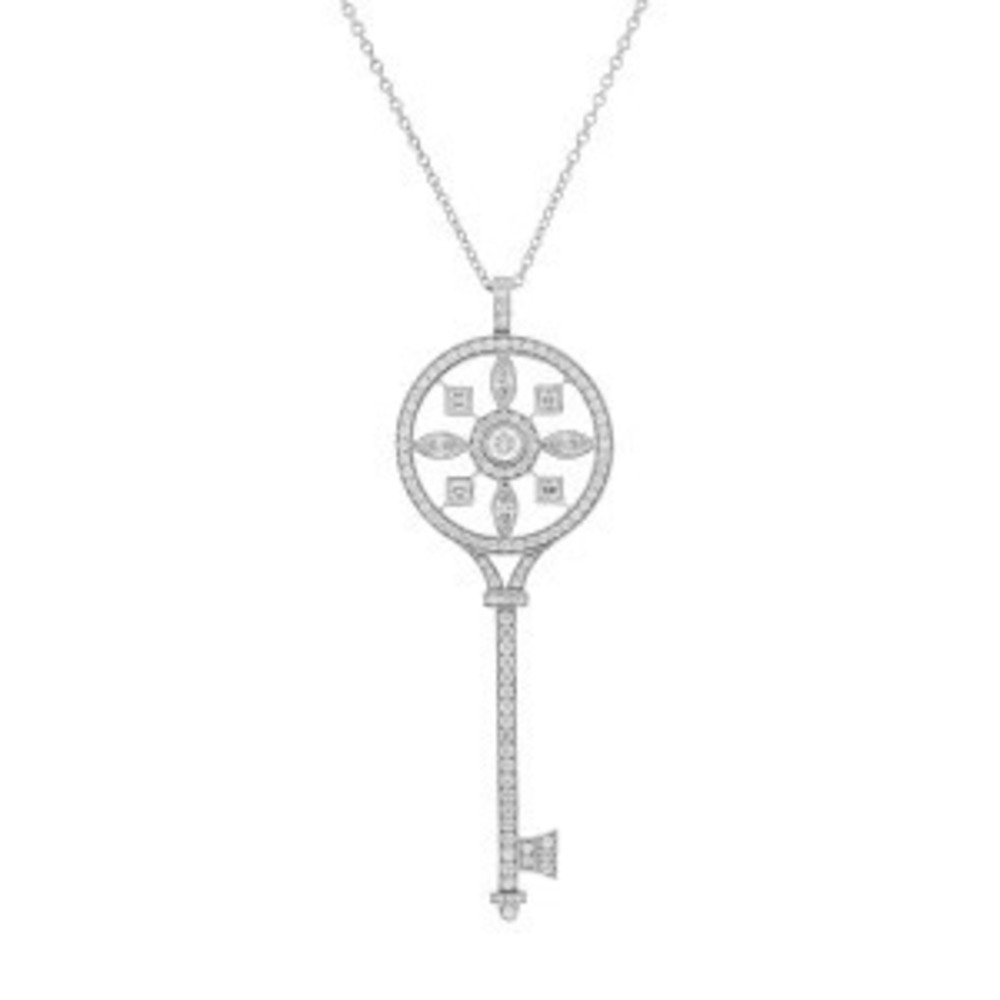 Tiffany Co Kaleidoscope Key Necklace Platinum White Gold WG Diamond
